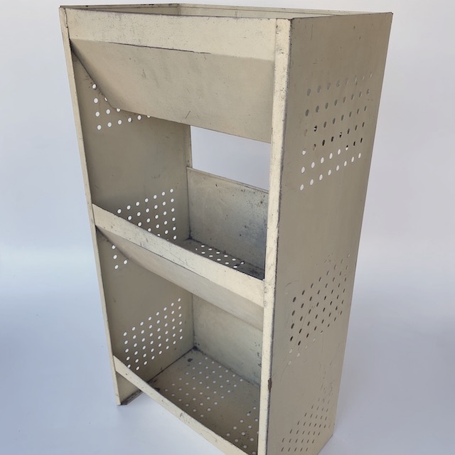 ORGANISER, Cream Perforated Metal 3 Tier